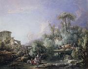 Francois Boucher Landscape with a Young Fisherman oil painting artist